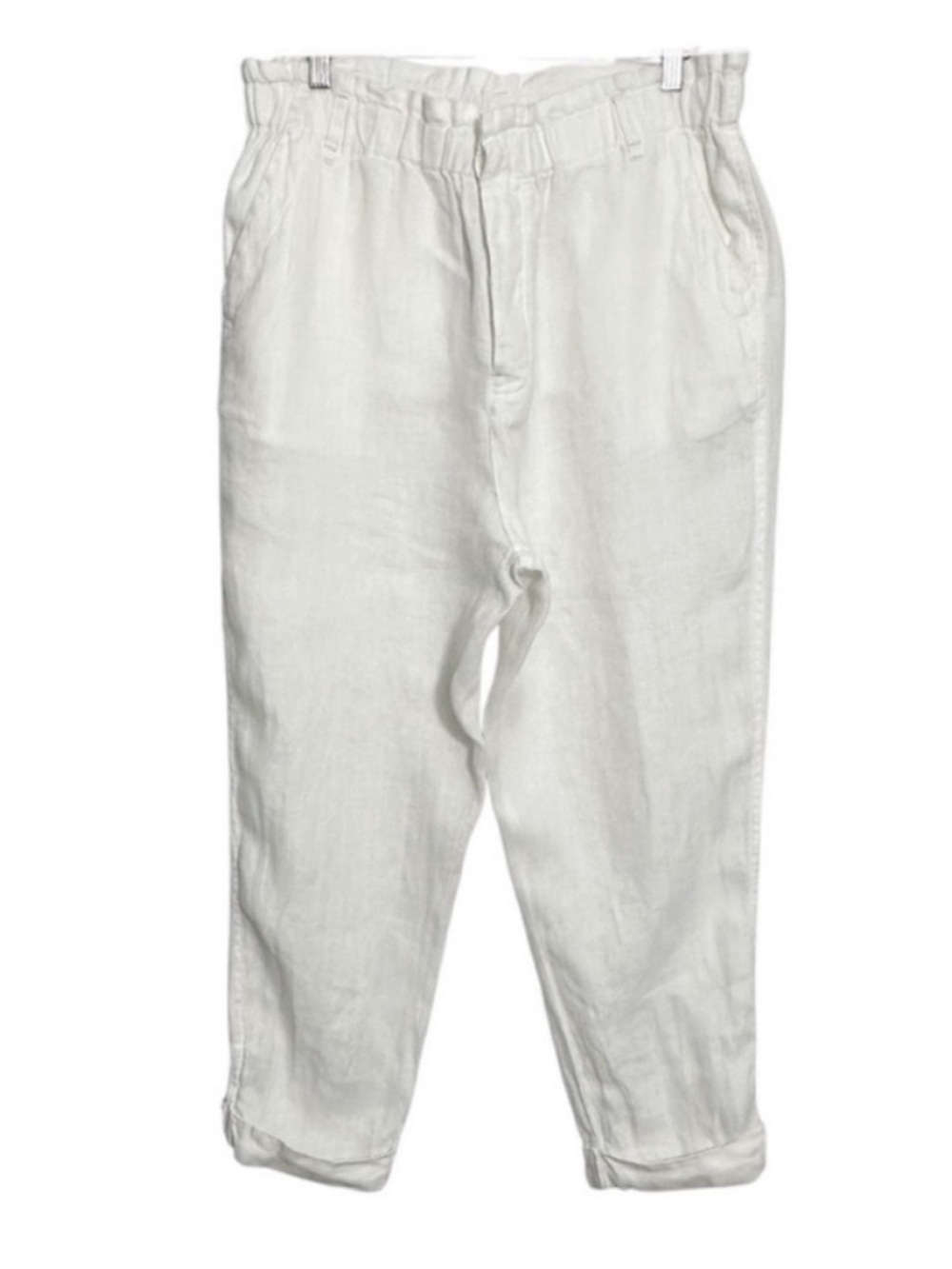 Free People White Linen High Waist Pants